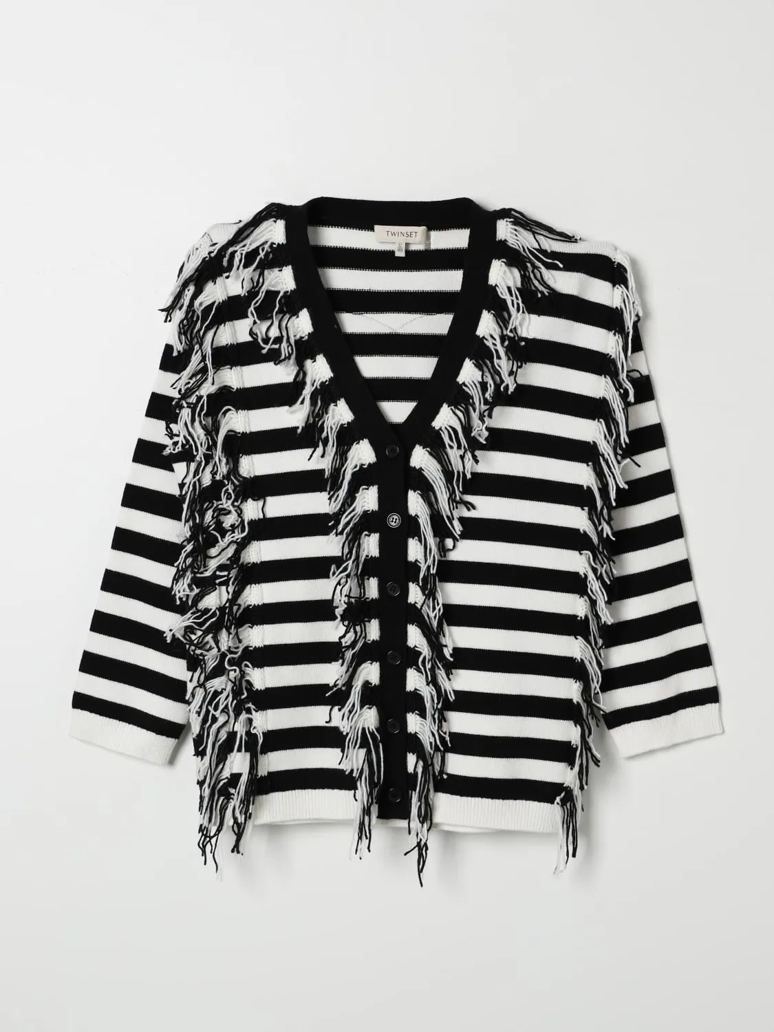 Cardigan a righe con frange Twinset