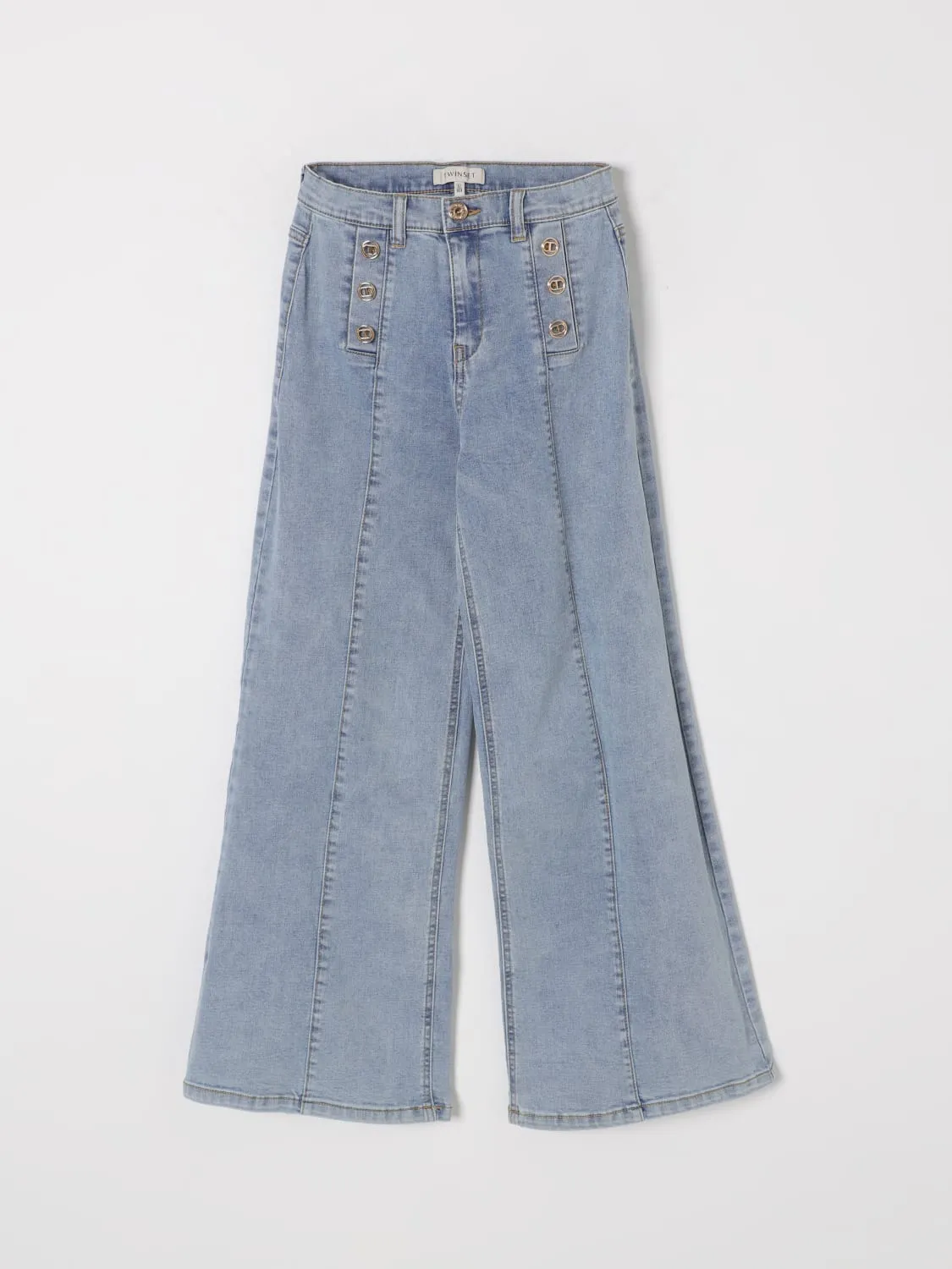 Jeans a zampa con logo Oval T Twinset