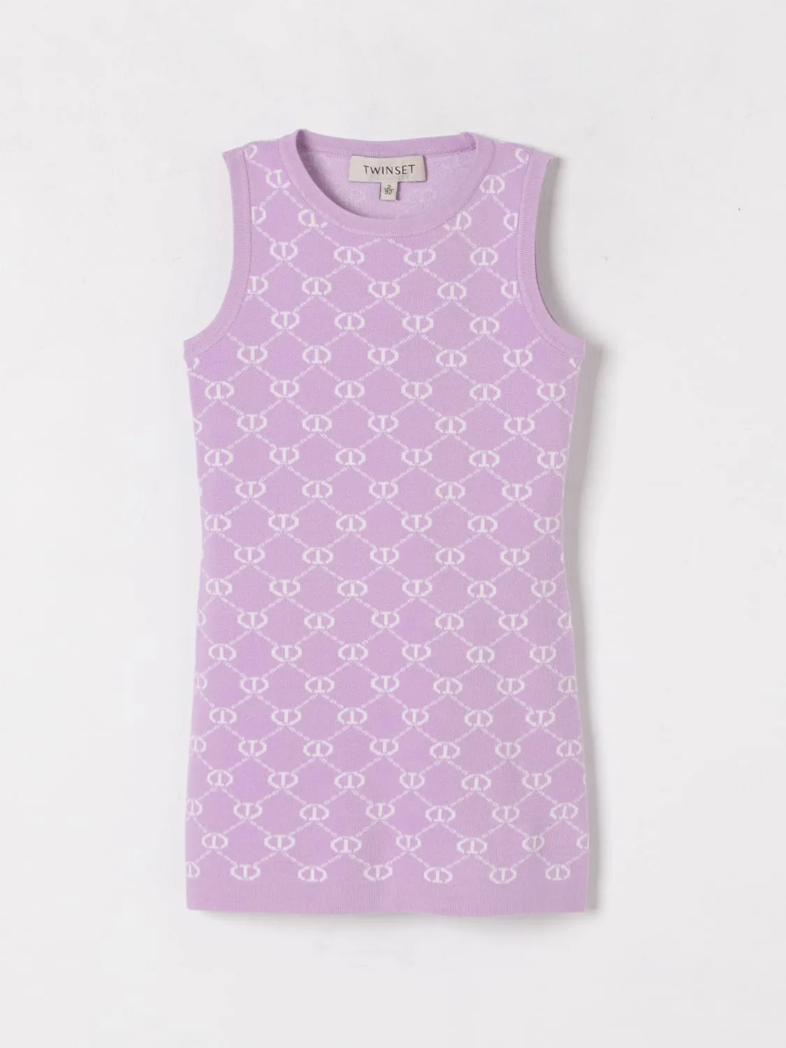 Abito in maglia di viscosa con logo all-over Twinset