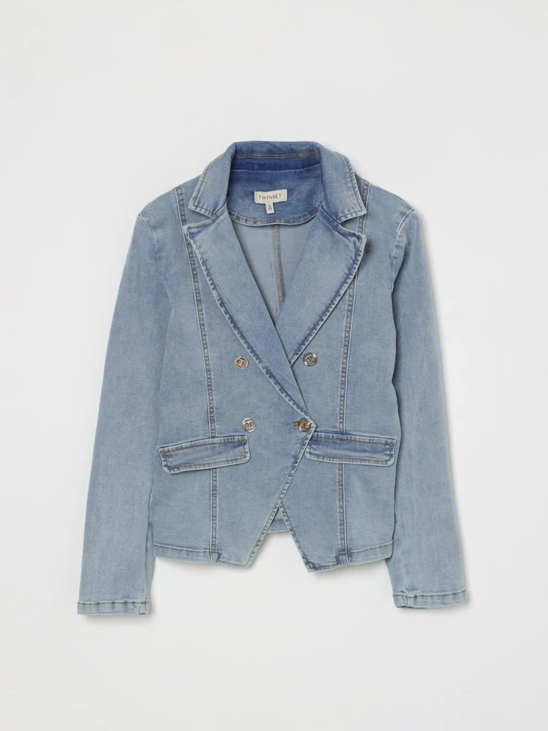 Blazer a doppiopetto in denim Twinset