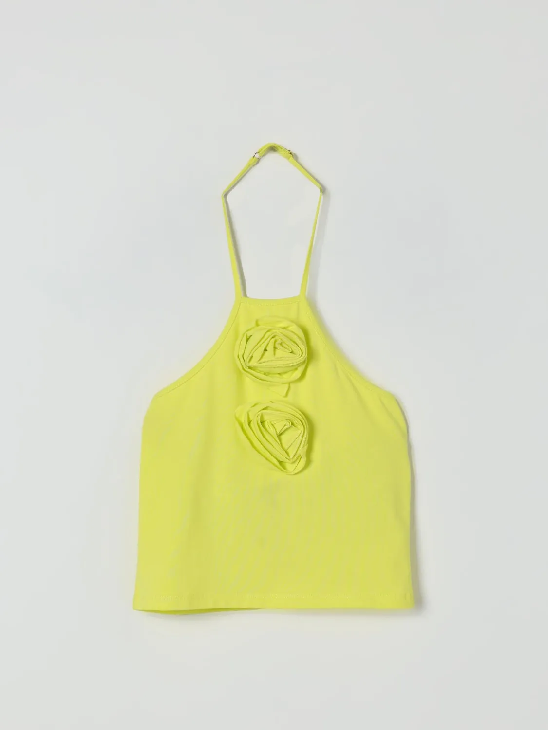 Top crop in cotone con applicazioni floreali Twinset