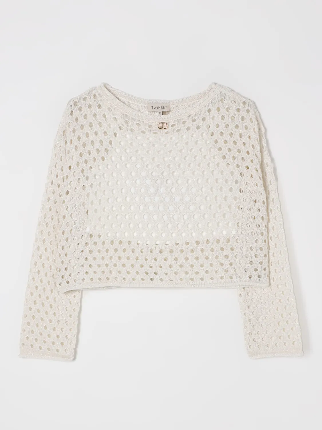 Maglia in viscosa traforata Twinset con top crop