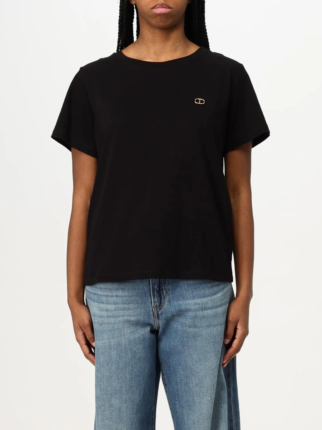 T-shirt in cotone con logo Twinset