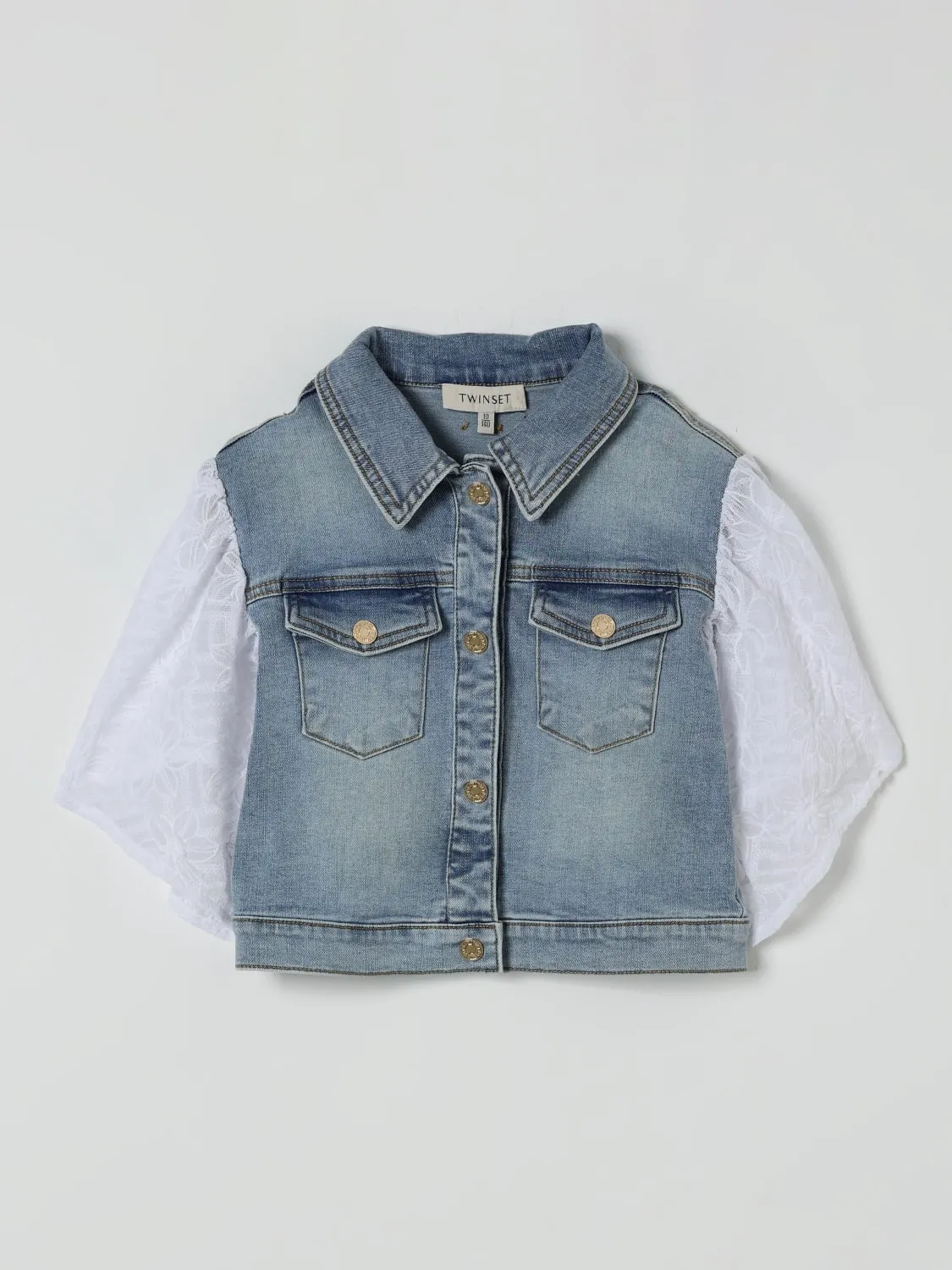 Giacca di jeans con maniche ricamate Twinset