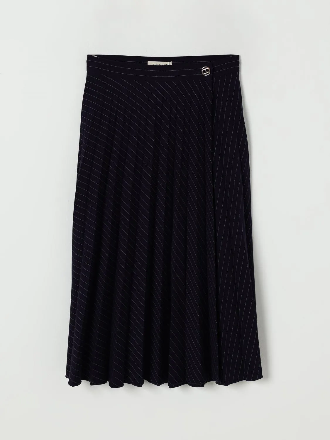 Gonna Twinset in crêpe con motivo gessato