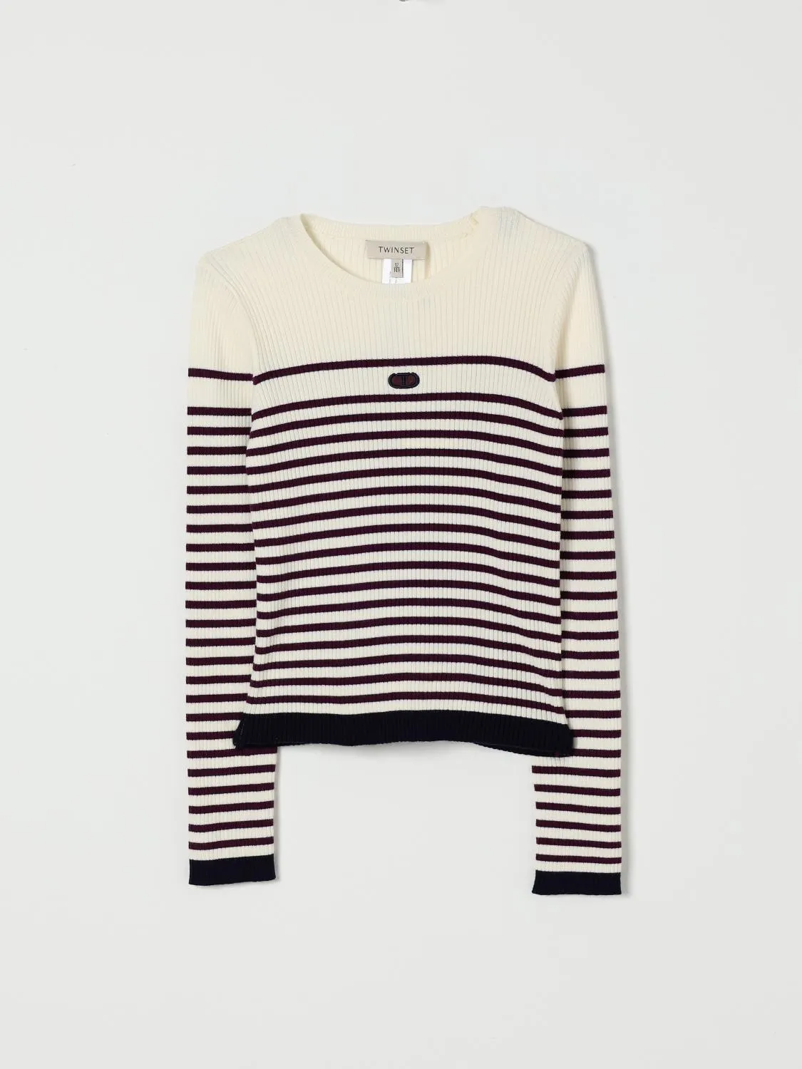 Maglia a girocollo in misto viscosa a righe Twinset