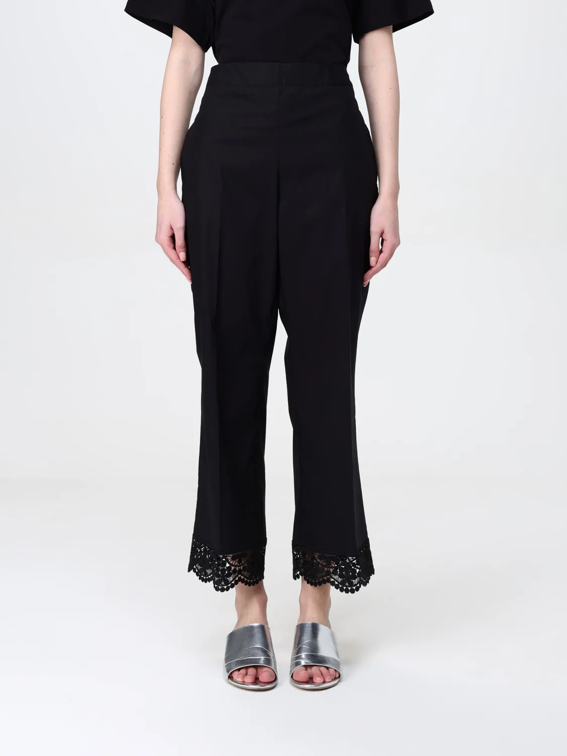 Pantalone cropped Twinset in popeline di cotone