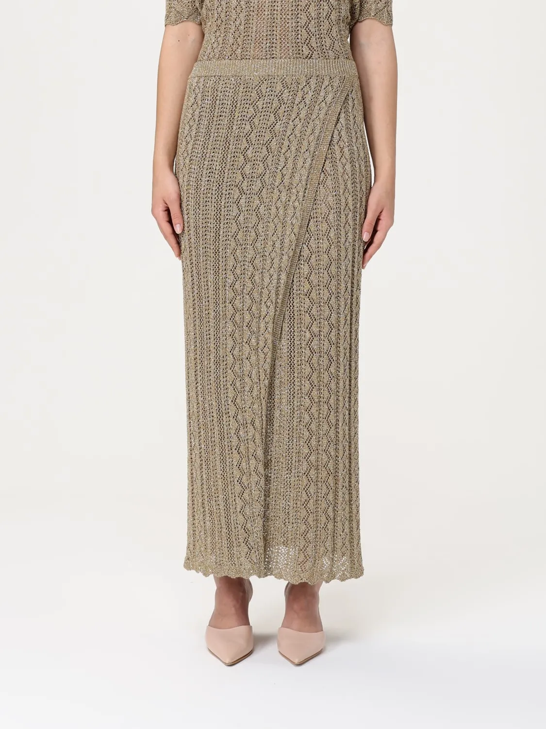 Gonna in maglia di viscosa lurex a portafoglio Twinset