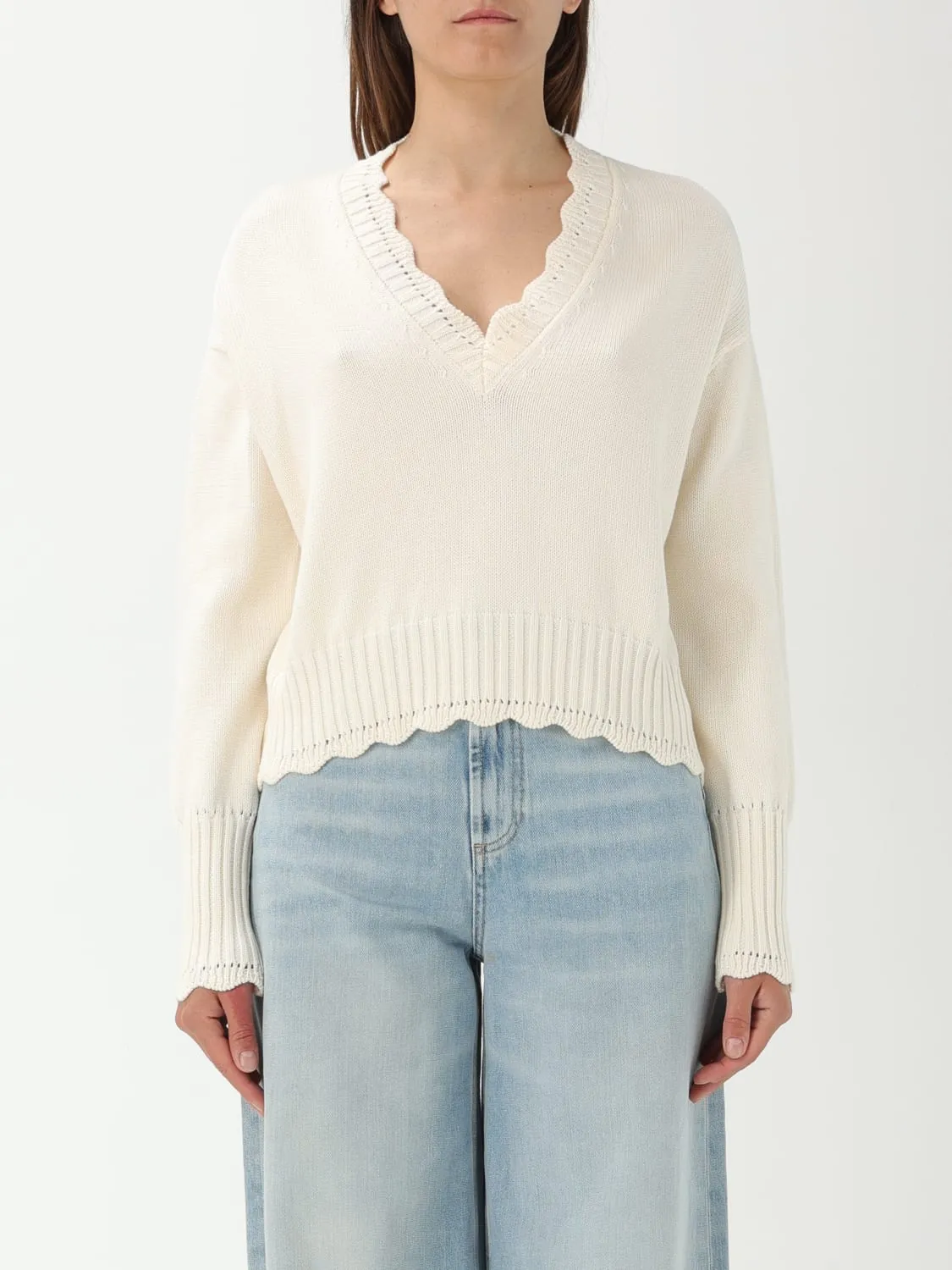 Maglia a v in cotone Twinset