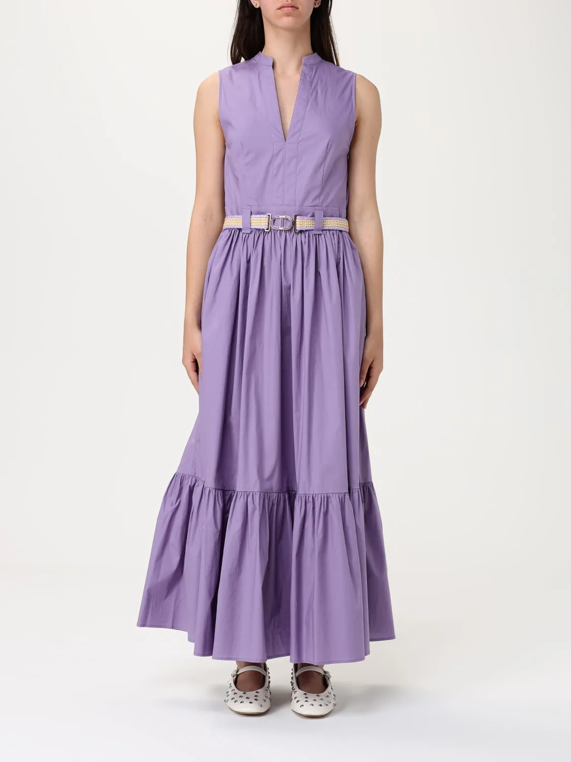 Abito in cotone con cinta Twinset