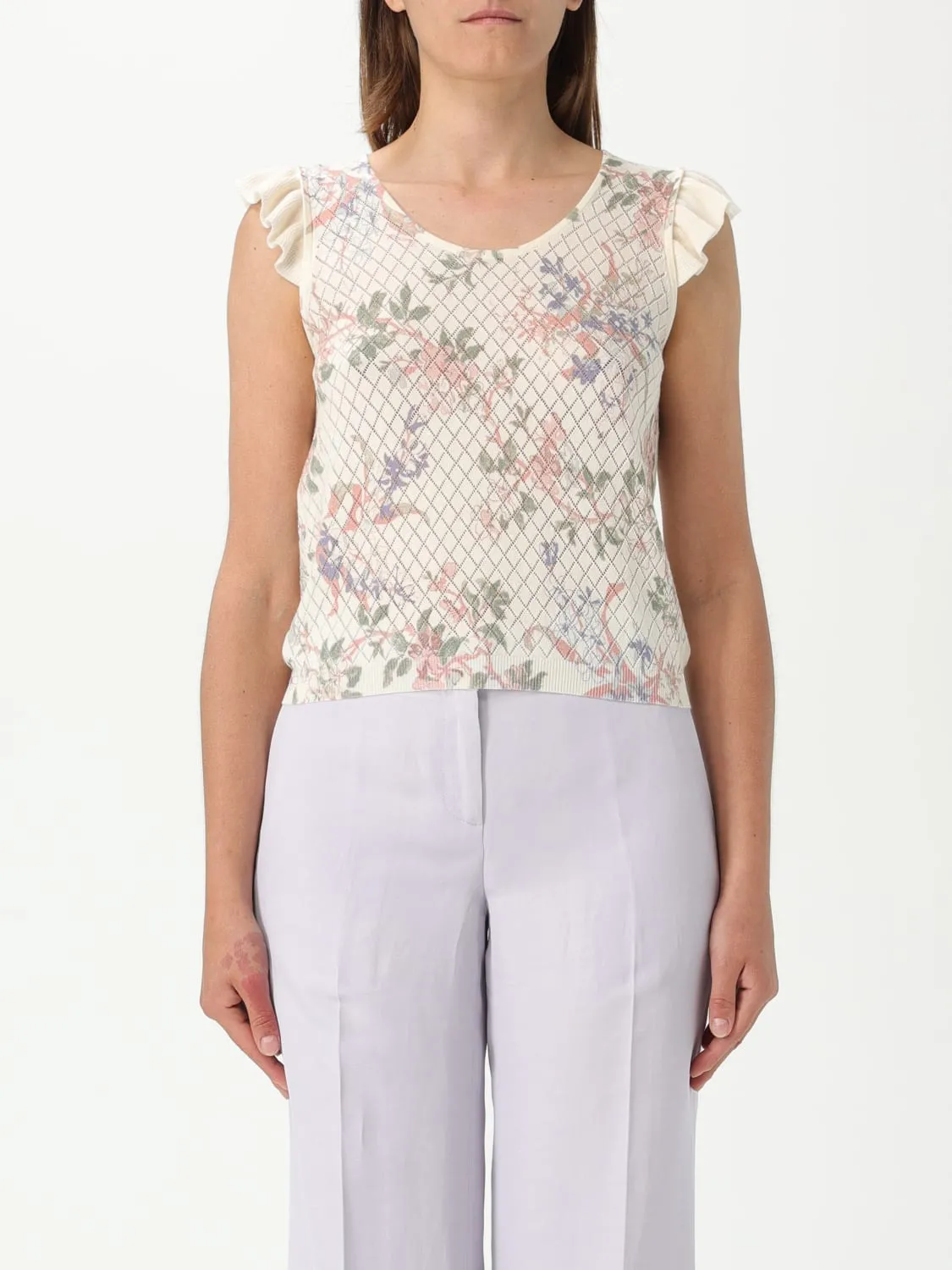 Top Twinset in maglia con motivo floreale