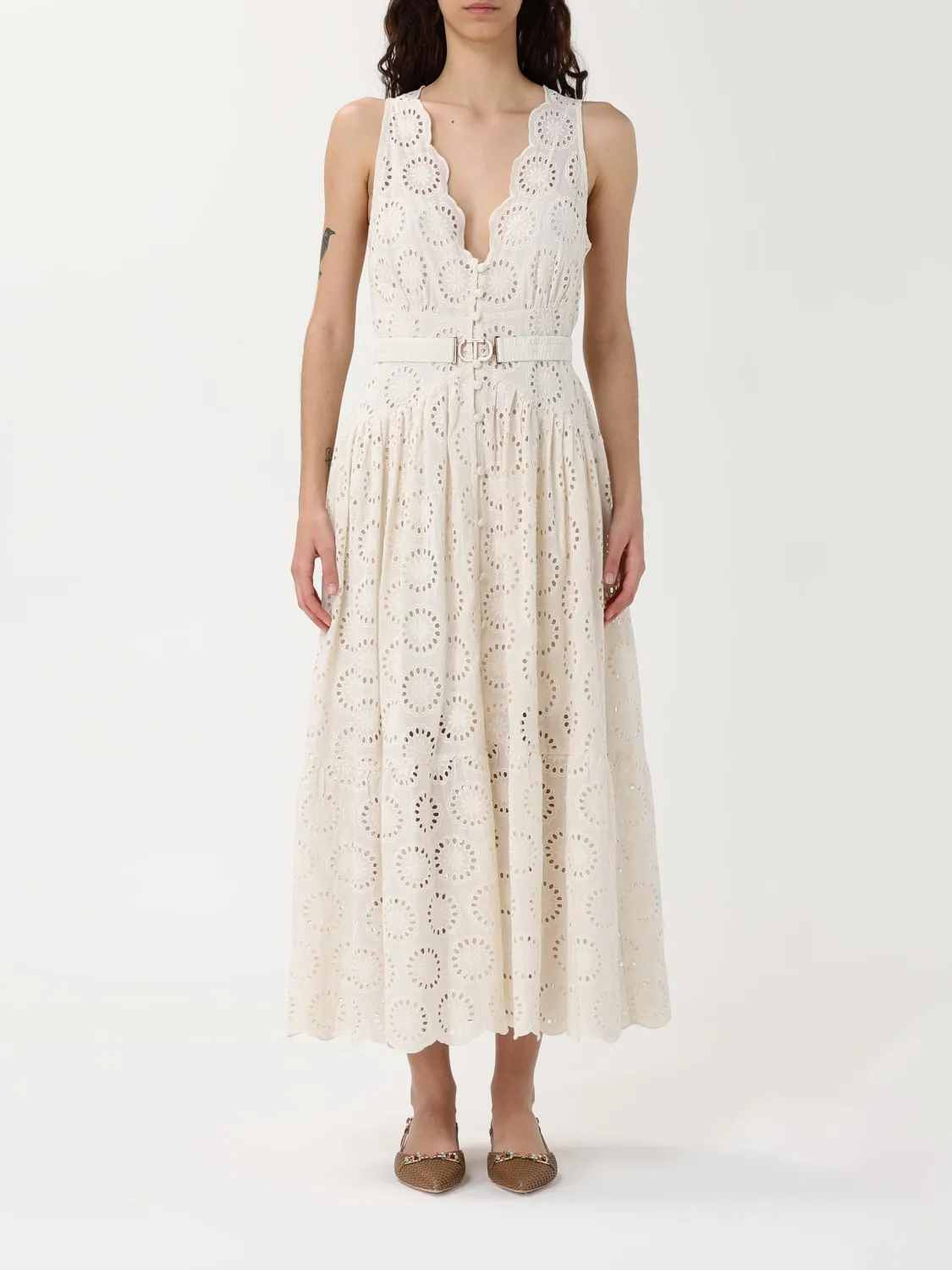 Abito in Sangallo con cinta Twinset