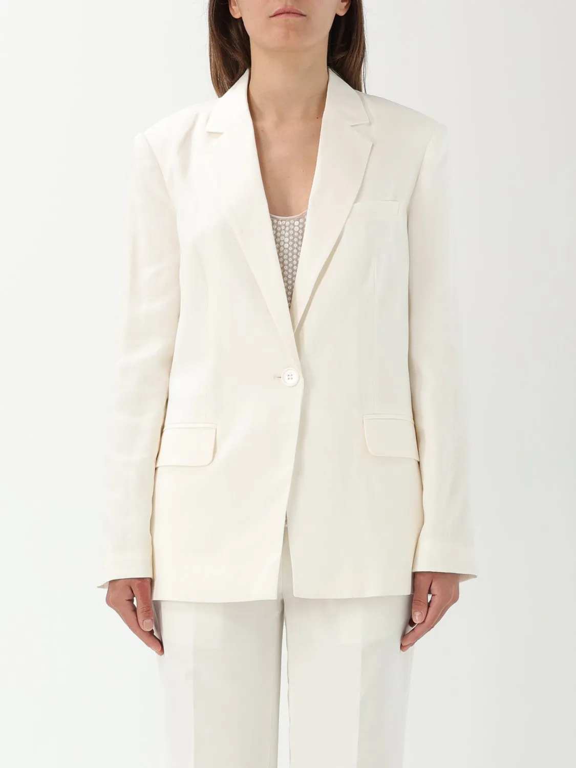 Blazer a monopetto Twinset in misto lino