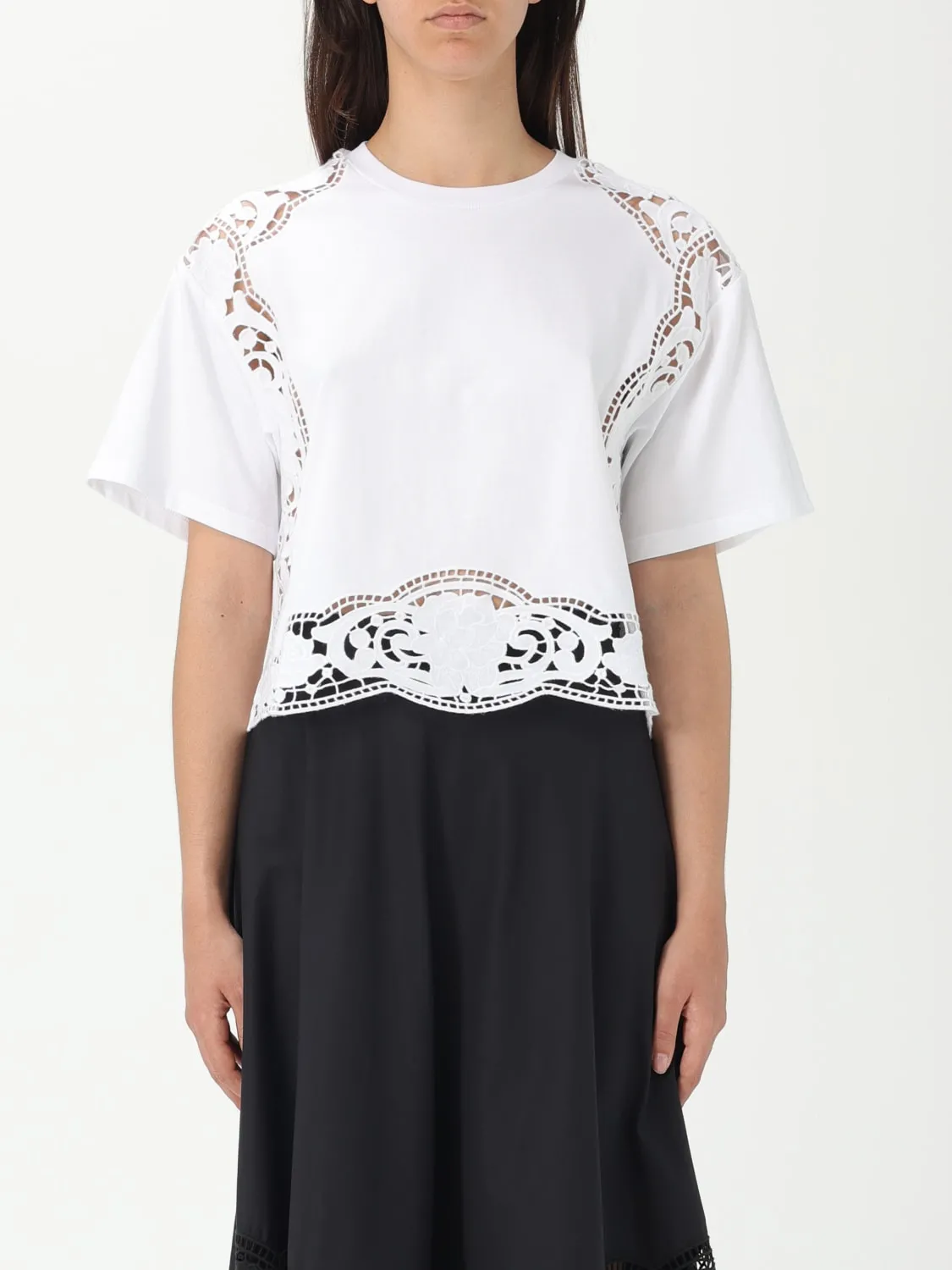 T-shirt in cotone con ricami Twinset