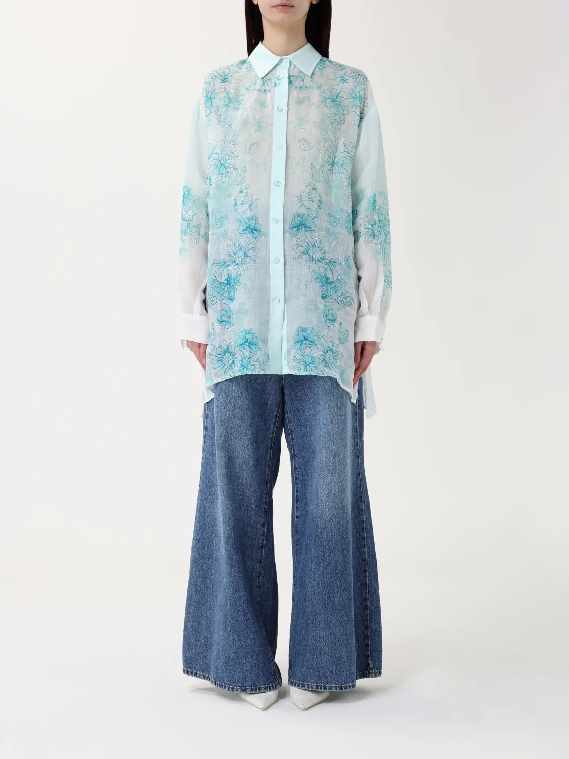 Camicia Twinset in seta con stampa floreale