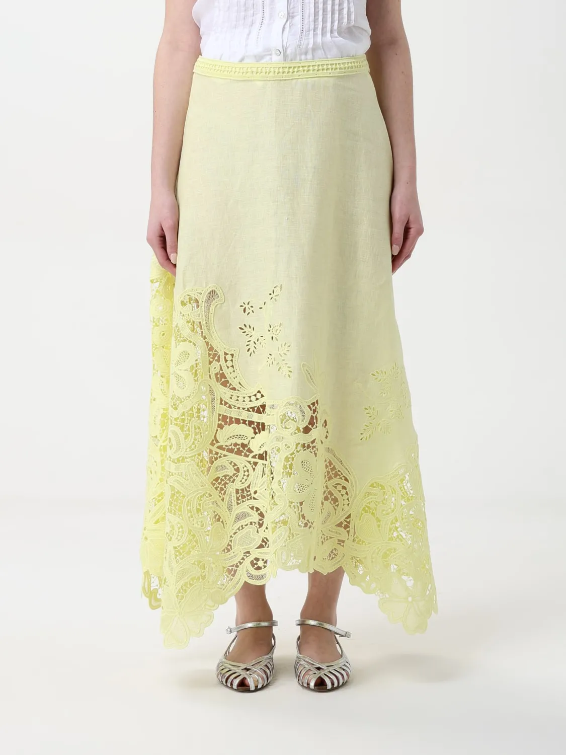 Gonna Ulla Johnson in lino con pizzo