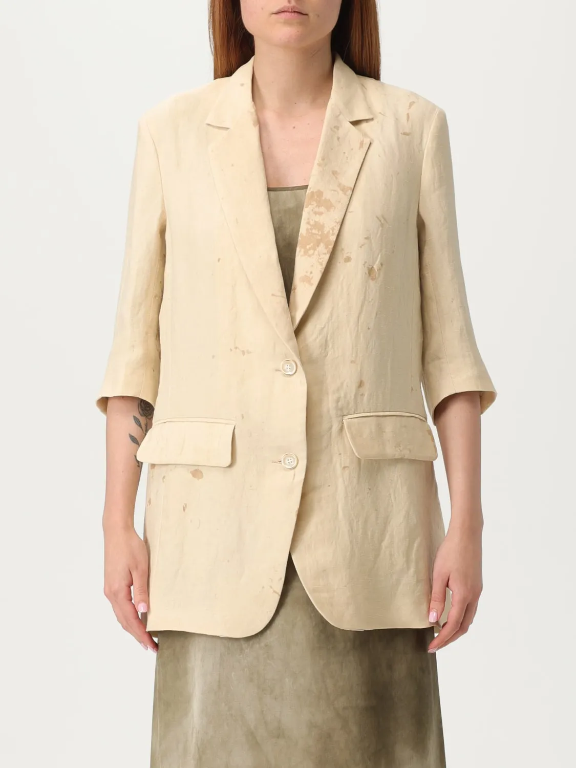 Blazer a monopetto in misto lino Uma Wang
