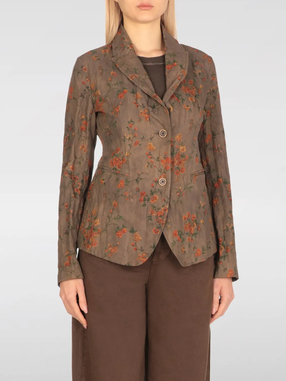 Blazer a monopetto in cotone floreale Uma Wang