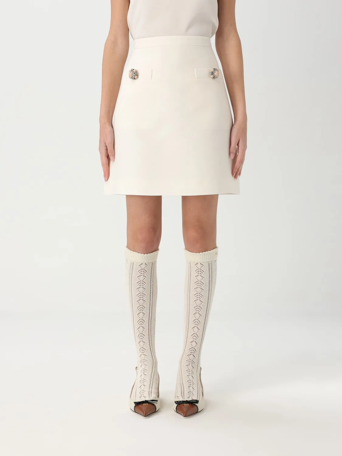 Gonna basic Valentino in lana vergine e seta