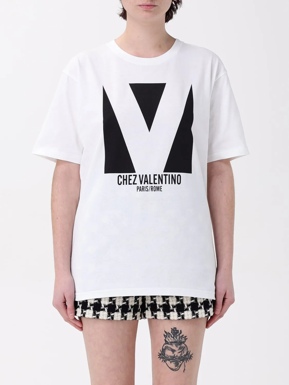 T-shirt Chez Valentino Valentino in jersey con logo