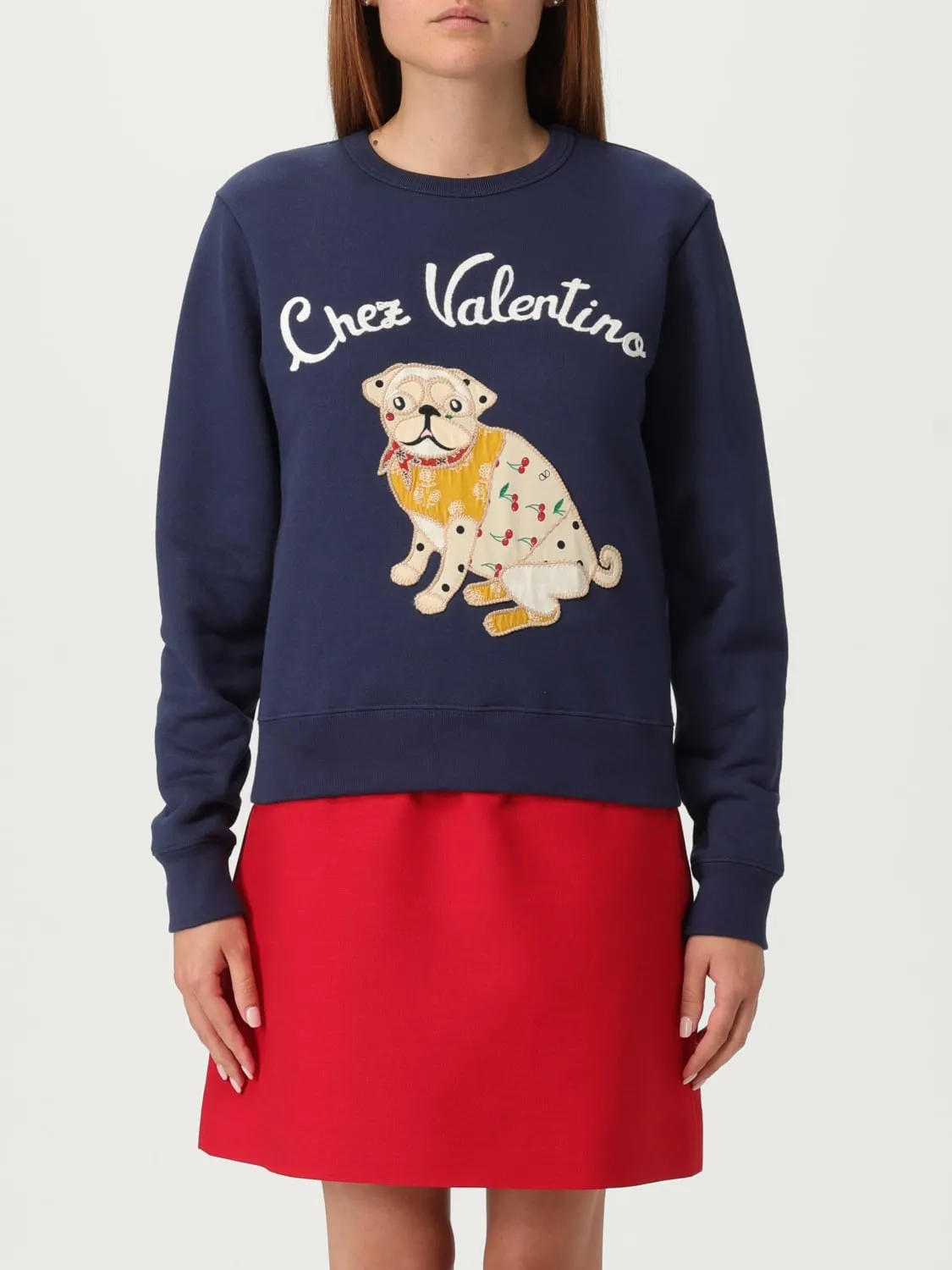 Felpa Chez Valentino in cotone con patch