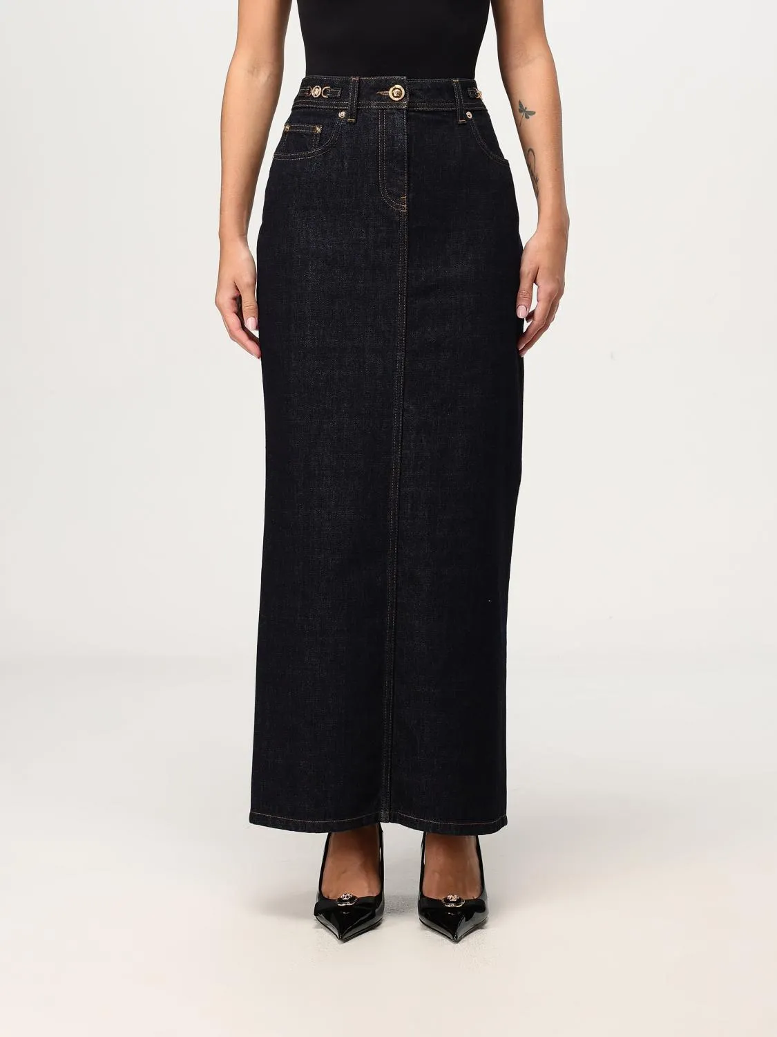 Gonna lunga Versace in denim