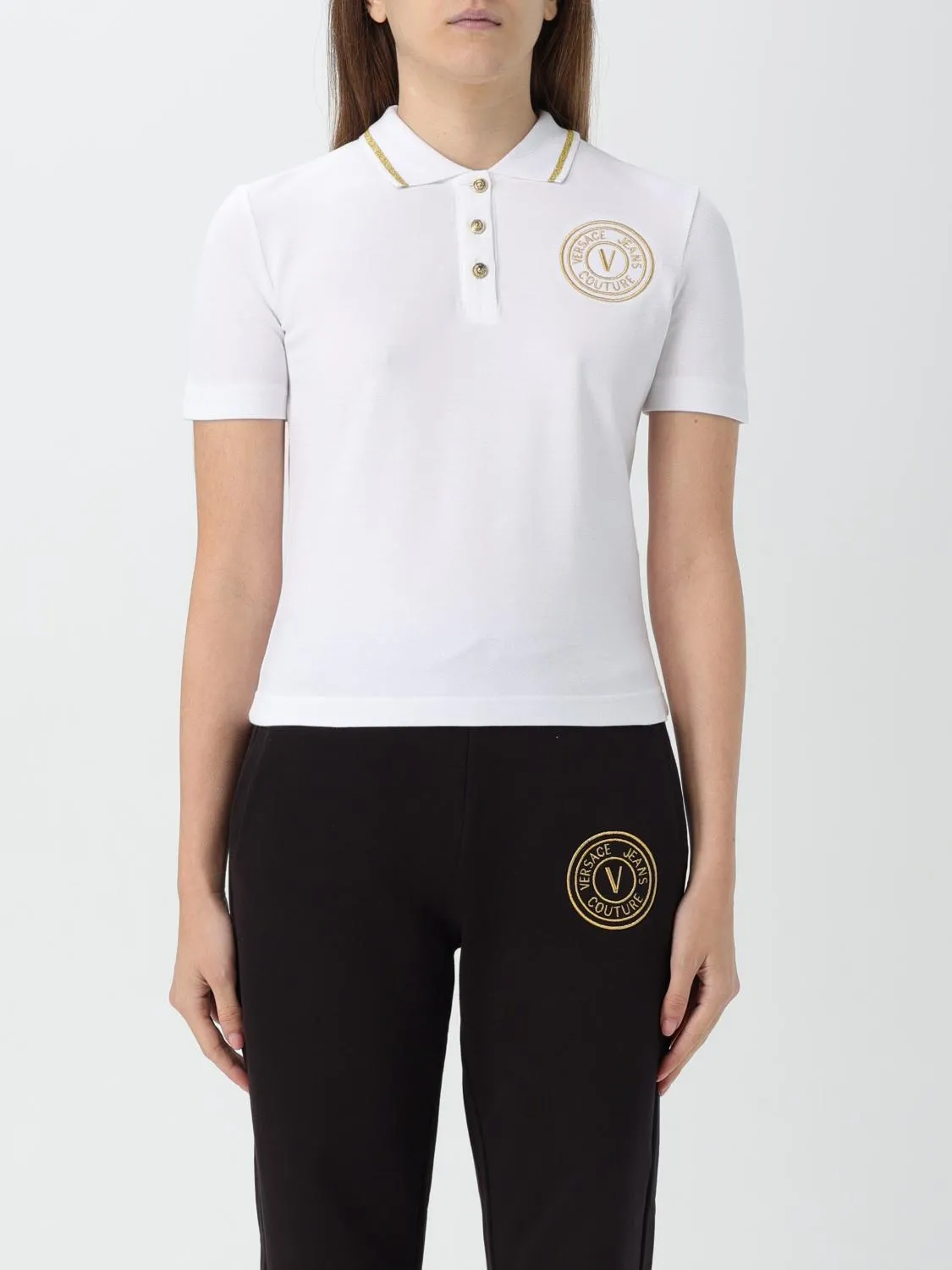 Polo Versace Jeans Couture in piquet di cotone con logo
