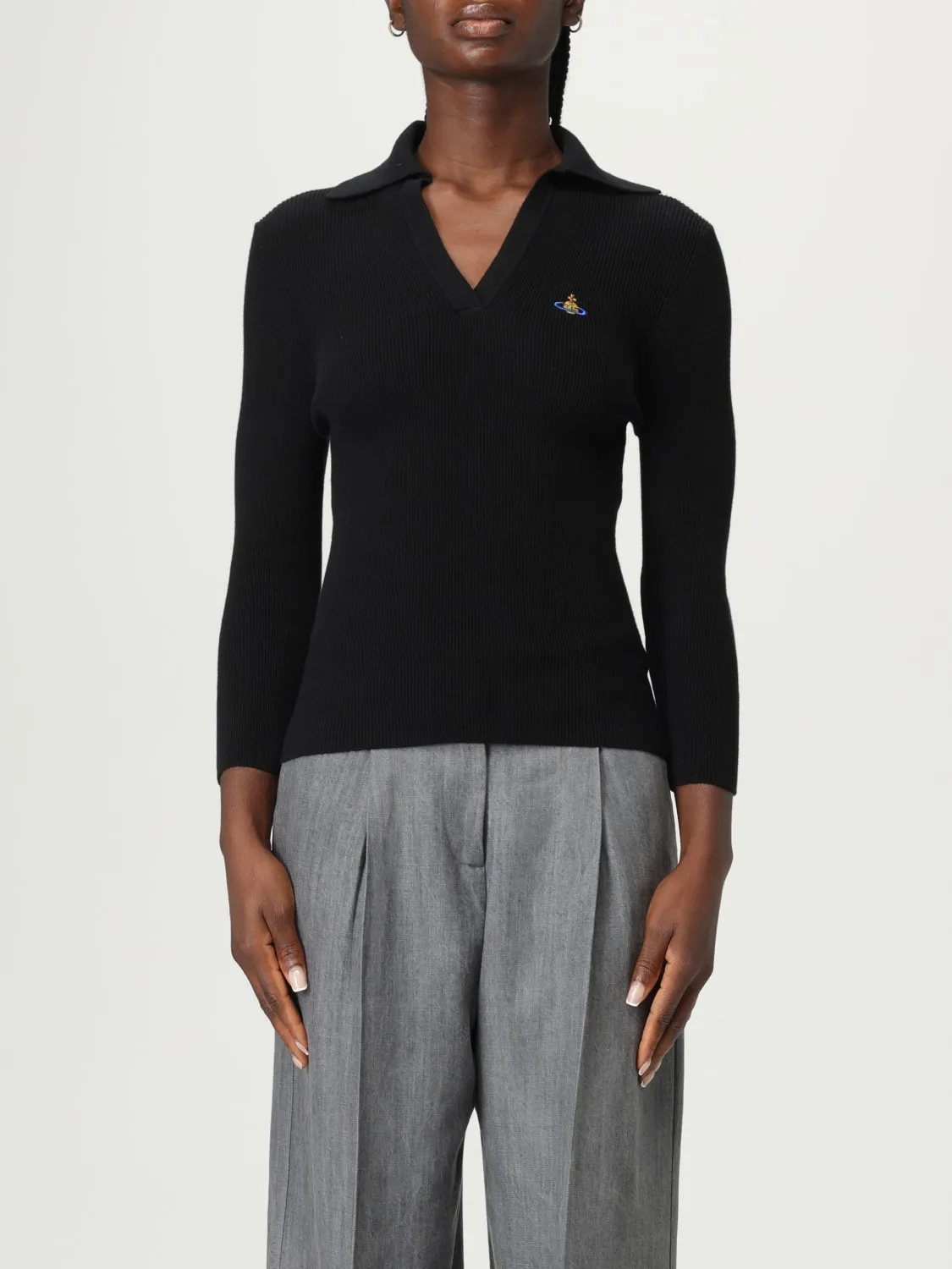 Polo in maglia di misto cotone con logo Vivienne Westwood