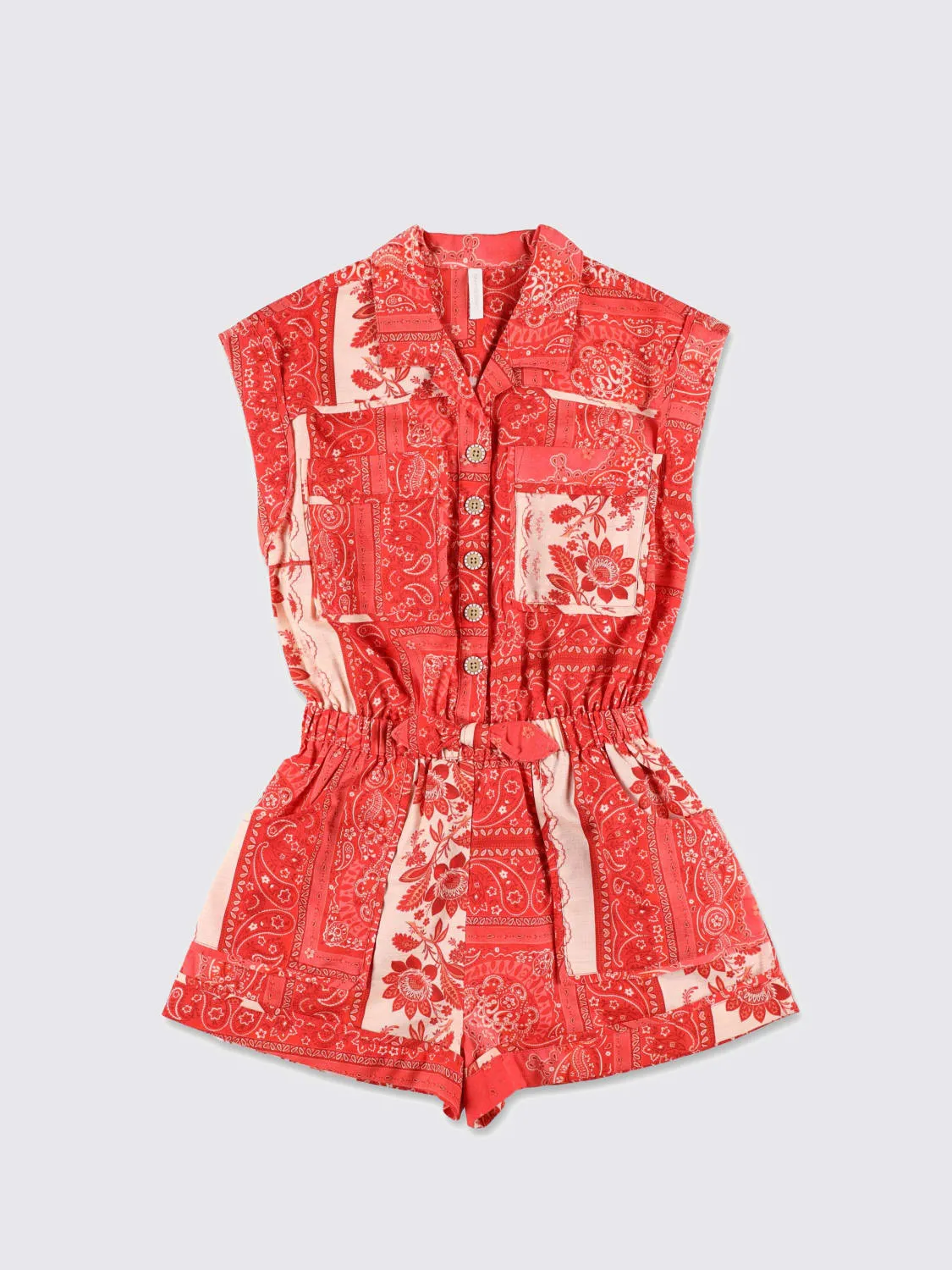 Tuta corta in lino paisley Zimmermann