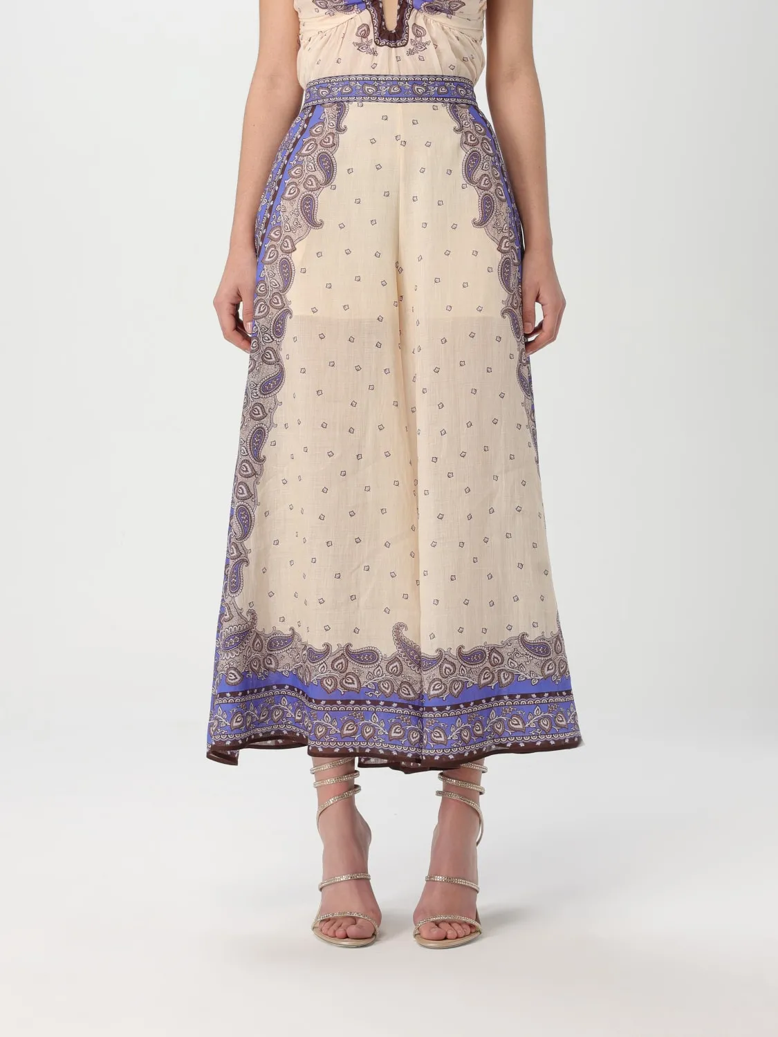 Pantalone culotte Zimmermann in ramie stampato