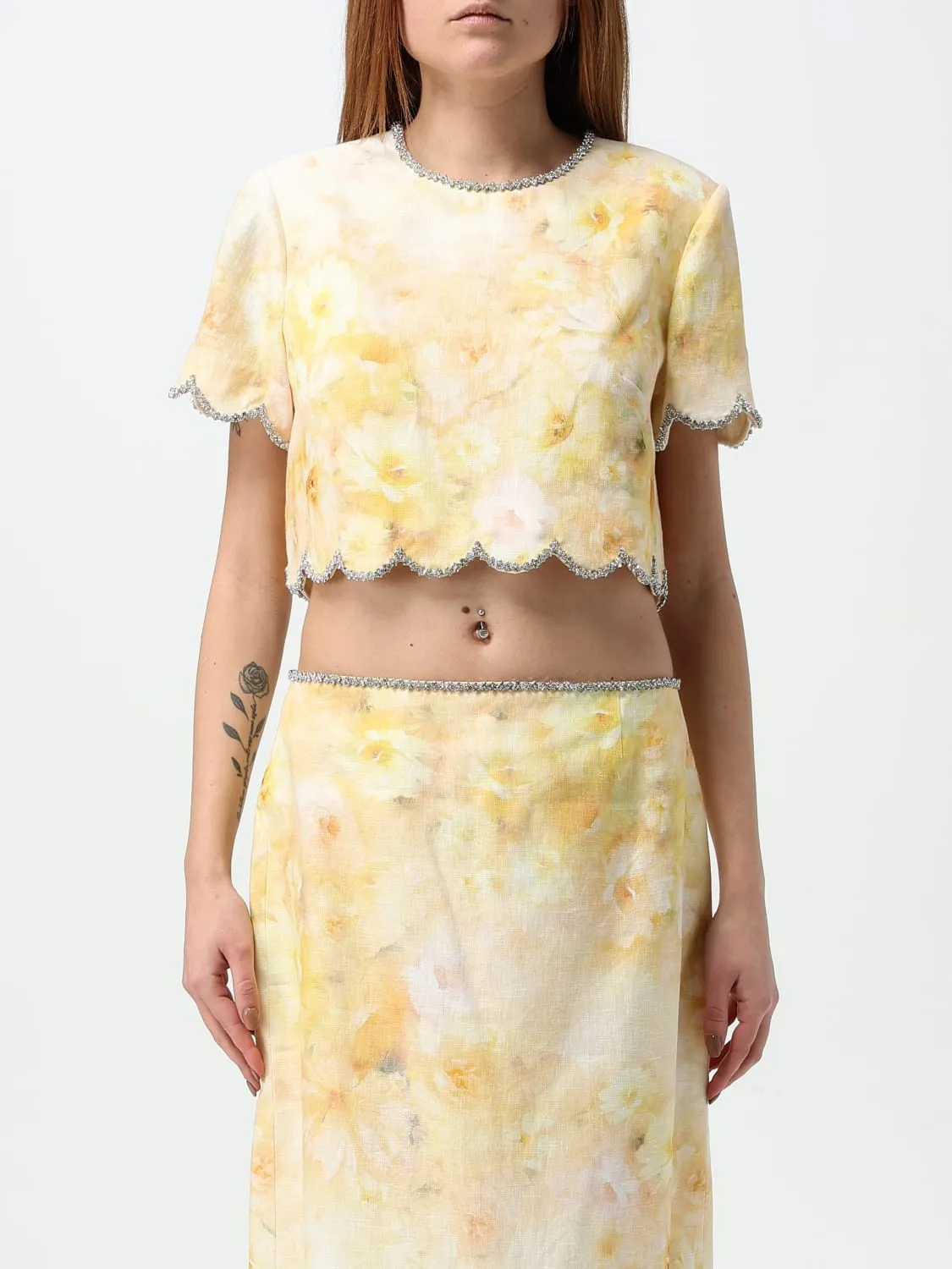 Top Zimmermann in lino con stampa floreale