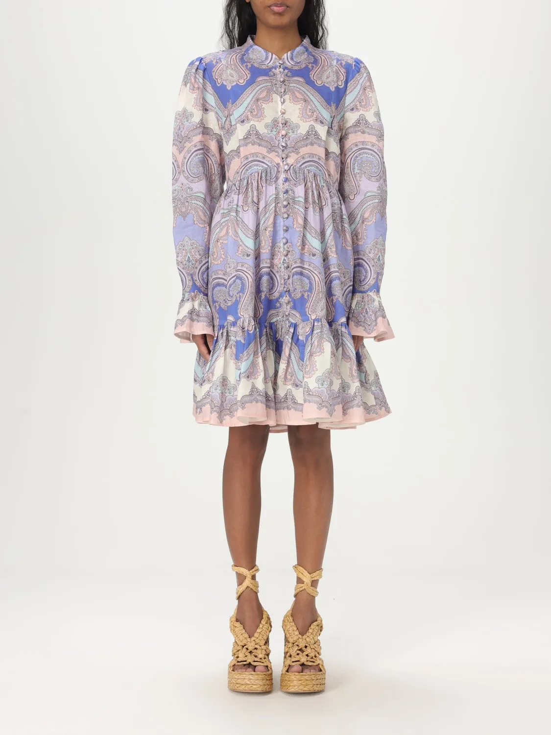 Abito chemisier Zimmermann in lino con stampa Paisley