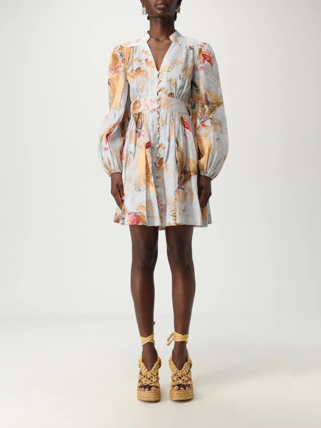 Abito chemisier Zimmermann in lino con stampa floreale