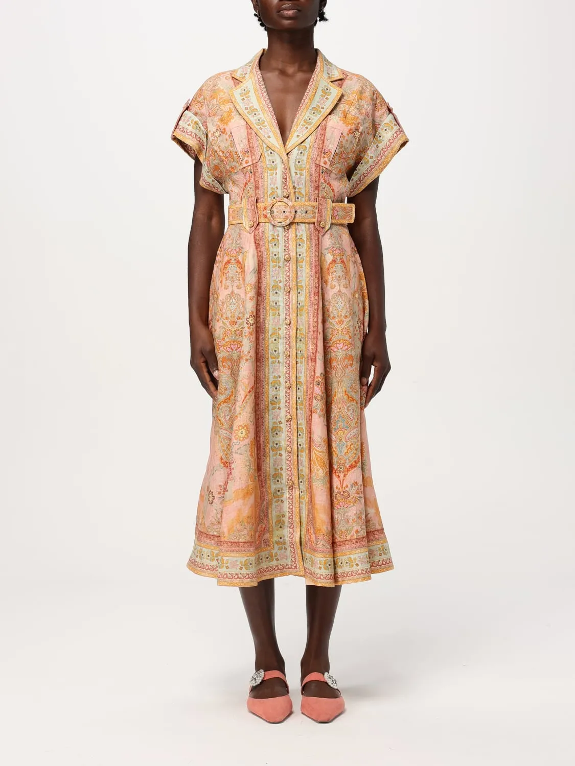 Abito Zimmermann in lino con stampa Paisley