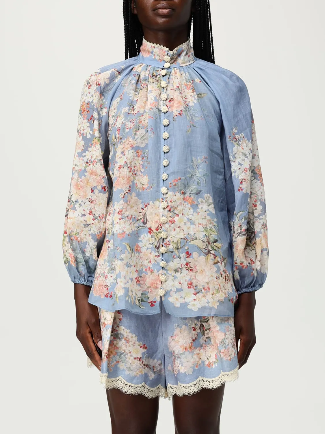 Camicia Zimmermann in lino con ricamo floreale