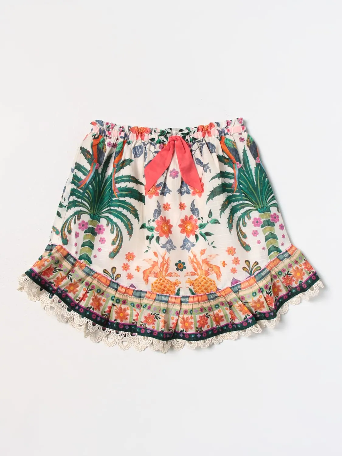 Gonna Zimmermann in cotone con stampa tropical